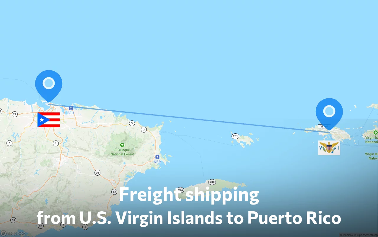 Shipping route from U.S. Virgin Islands to Puerto Rico
