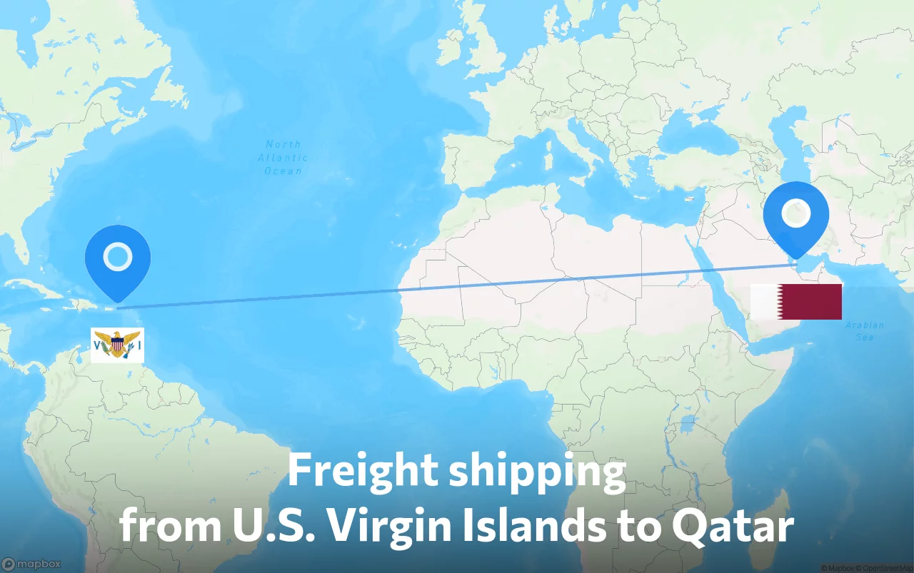 Shipping route from U.S. Virgin Islands to Qatar