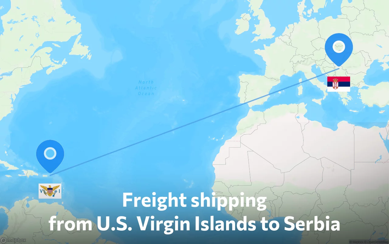 Shipping route from U.S. Virgin Islands to Serbia