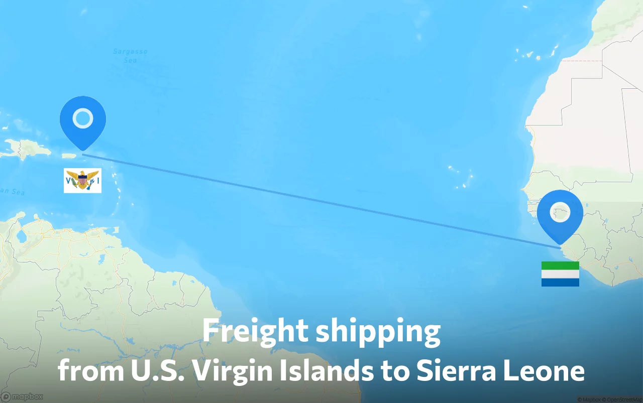 Shipping route from U.S. Virgin Islands to Sierra Leone