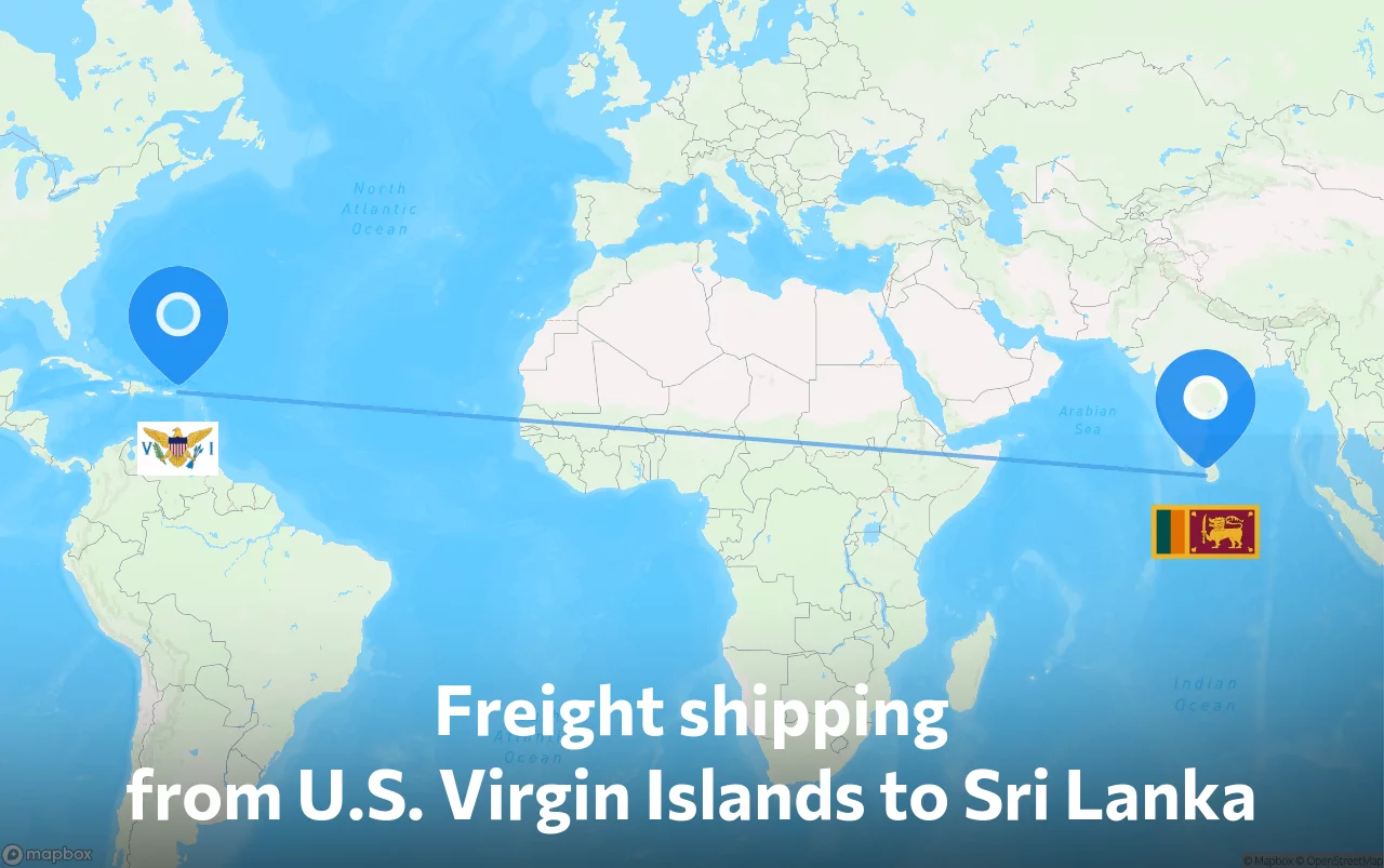 Shipping route from U.S. Virgin Islands to Sri Lanka