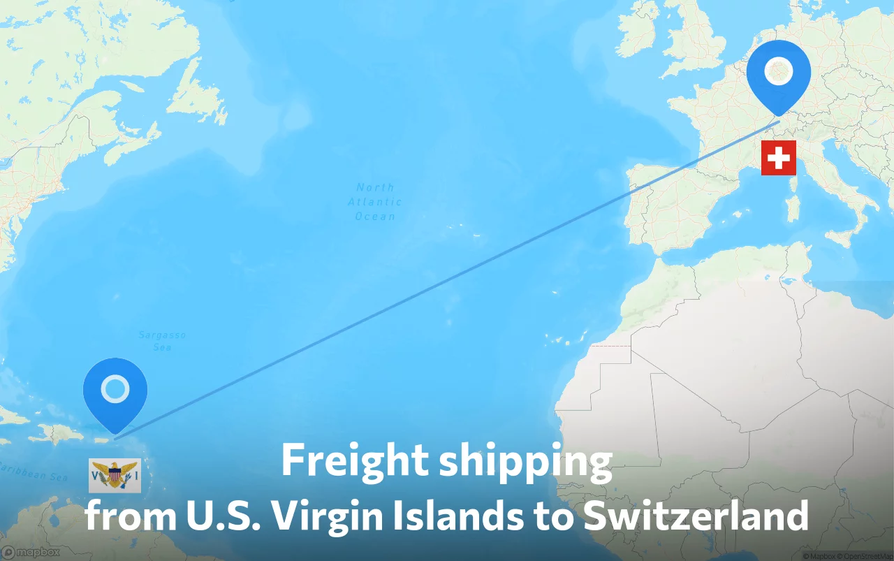 Shipping route from U.S. Virgin Islands to Switzerland