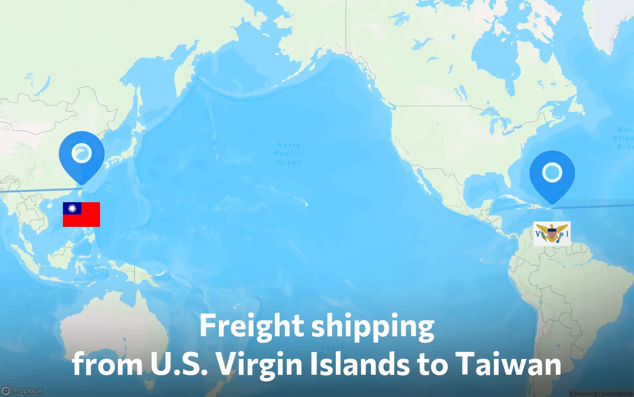 Shipping route from U.S. Virgin Islands to Taiwan