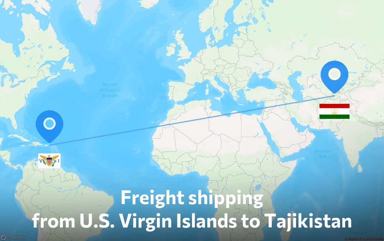 Shipping route from U.S. Virgin Islands to Tajikistan