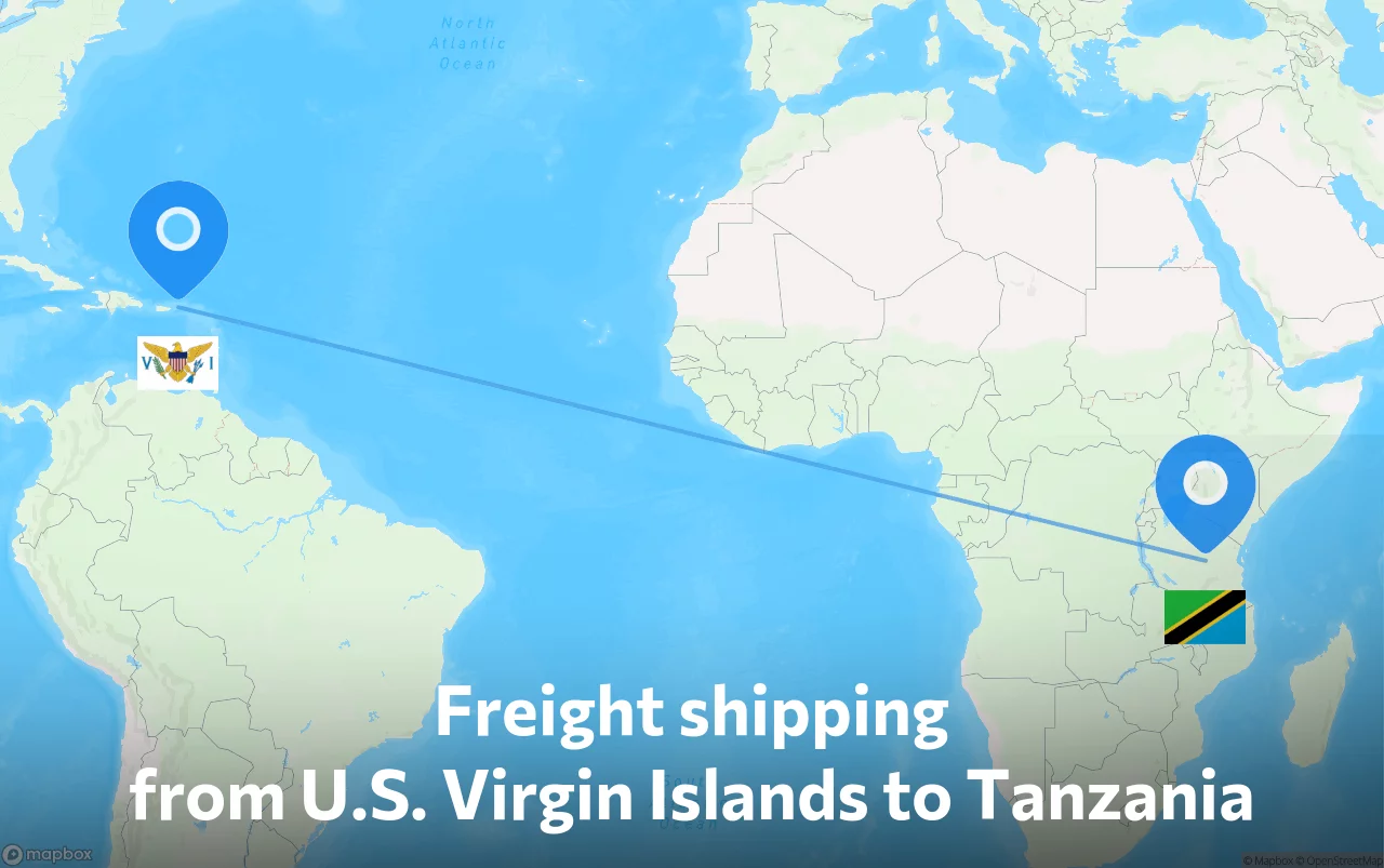 Shipping route from U.S. Virgin Islands to Tanzania