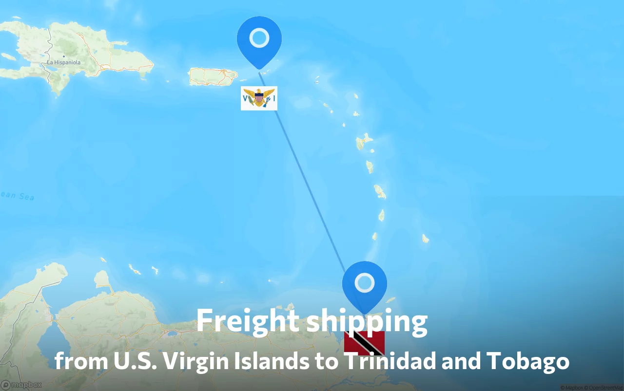 Shipping route from U.S. Virgin Islands to Trinidad and Tobago
