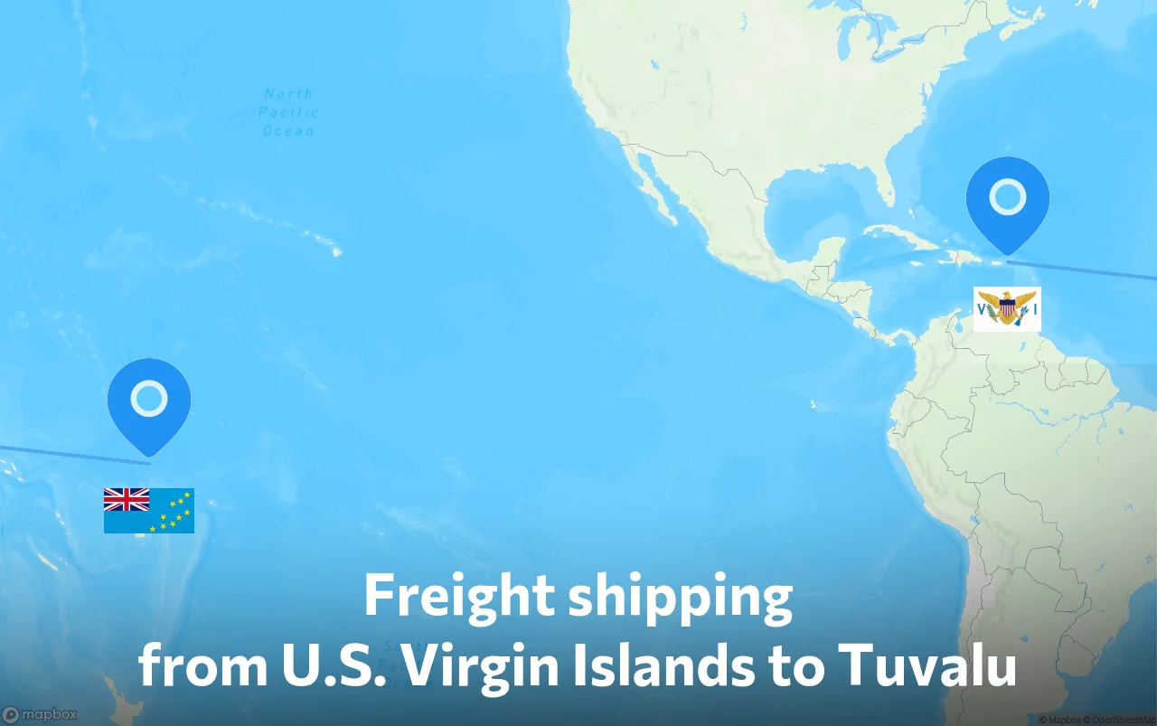 Shipping route from U.S. Virgin Islands to Tuvalu