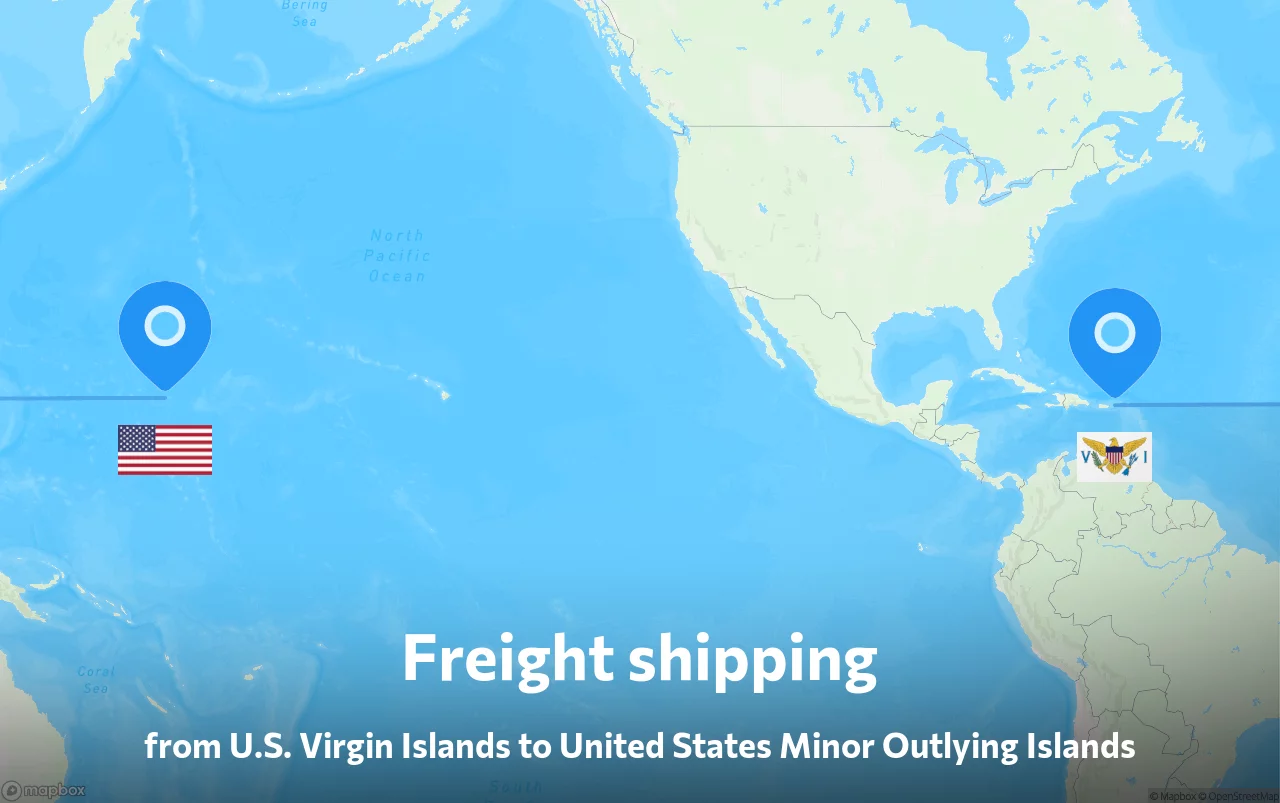 Shipping route from U.S. Virgin Islands to United States Minor Outlying Islands
