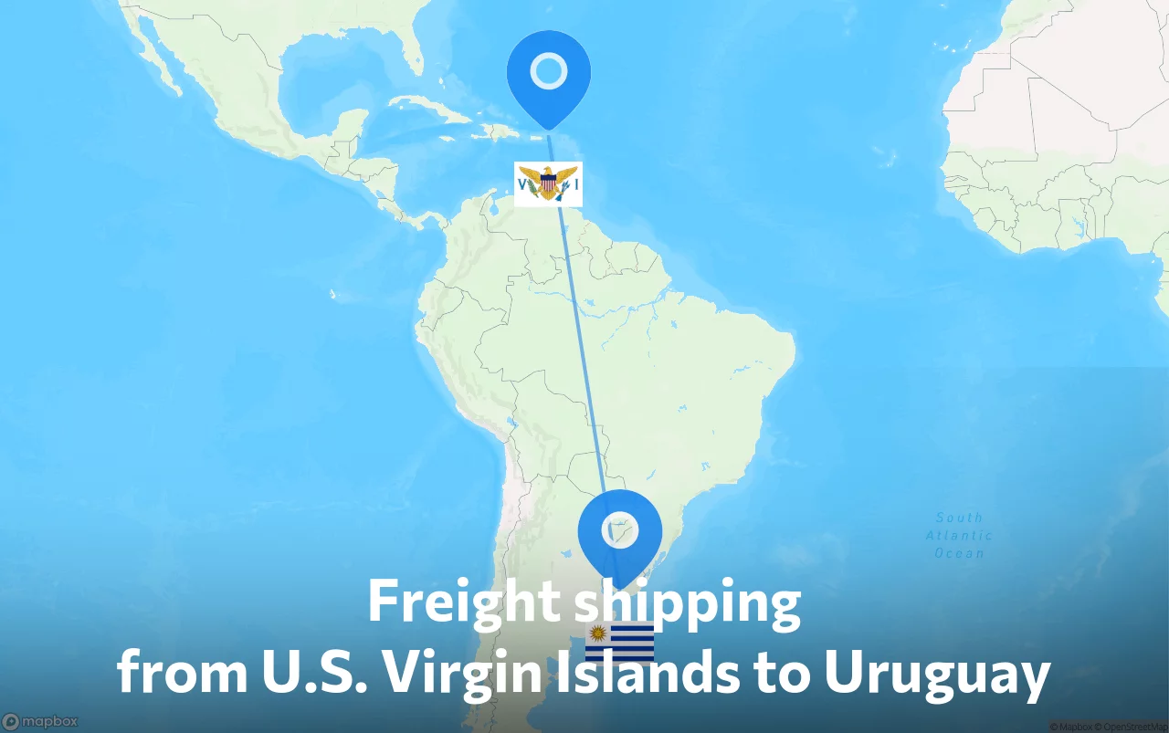 Shipping route from U.S. Virgin Islands to Uruguay