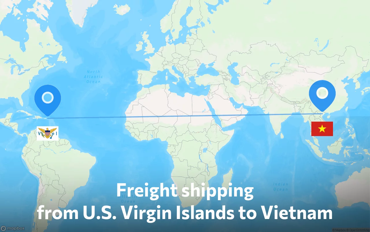 Shipping route from U.S. Virgin Islands to Vietnam