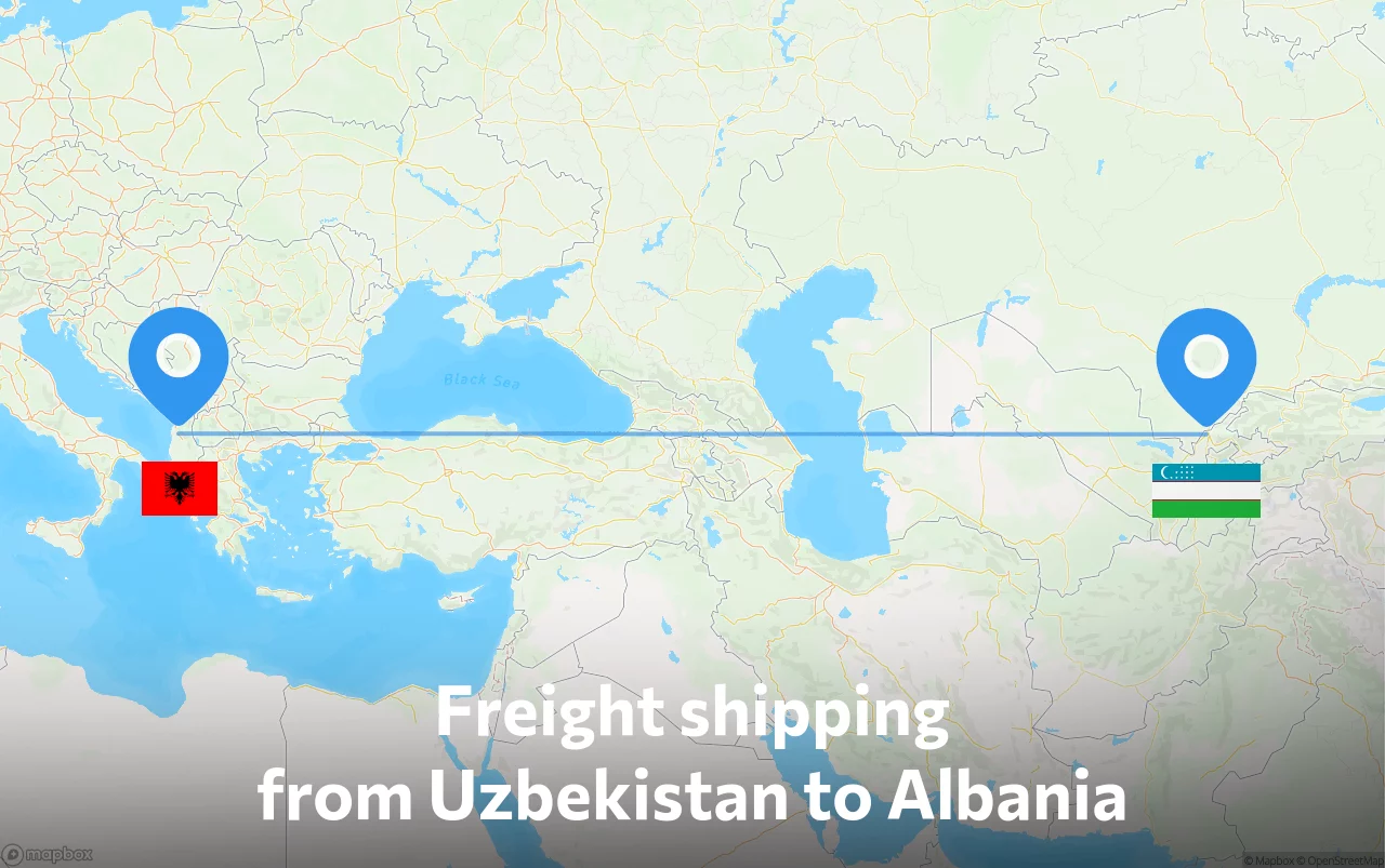 Shipping route from Uzbekistan to Albania