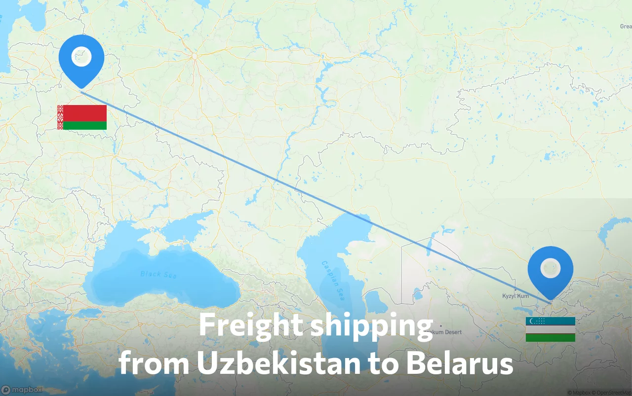Shipping route from Uzbekistan to Belarus