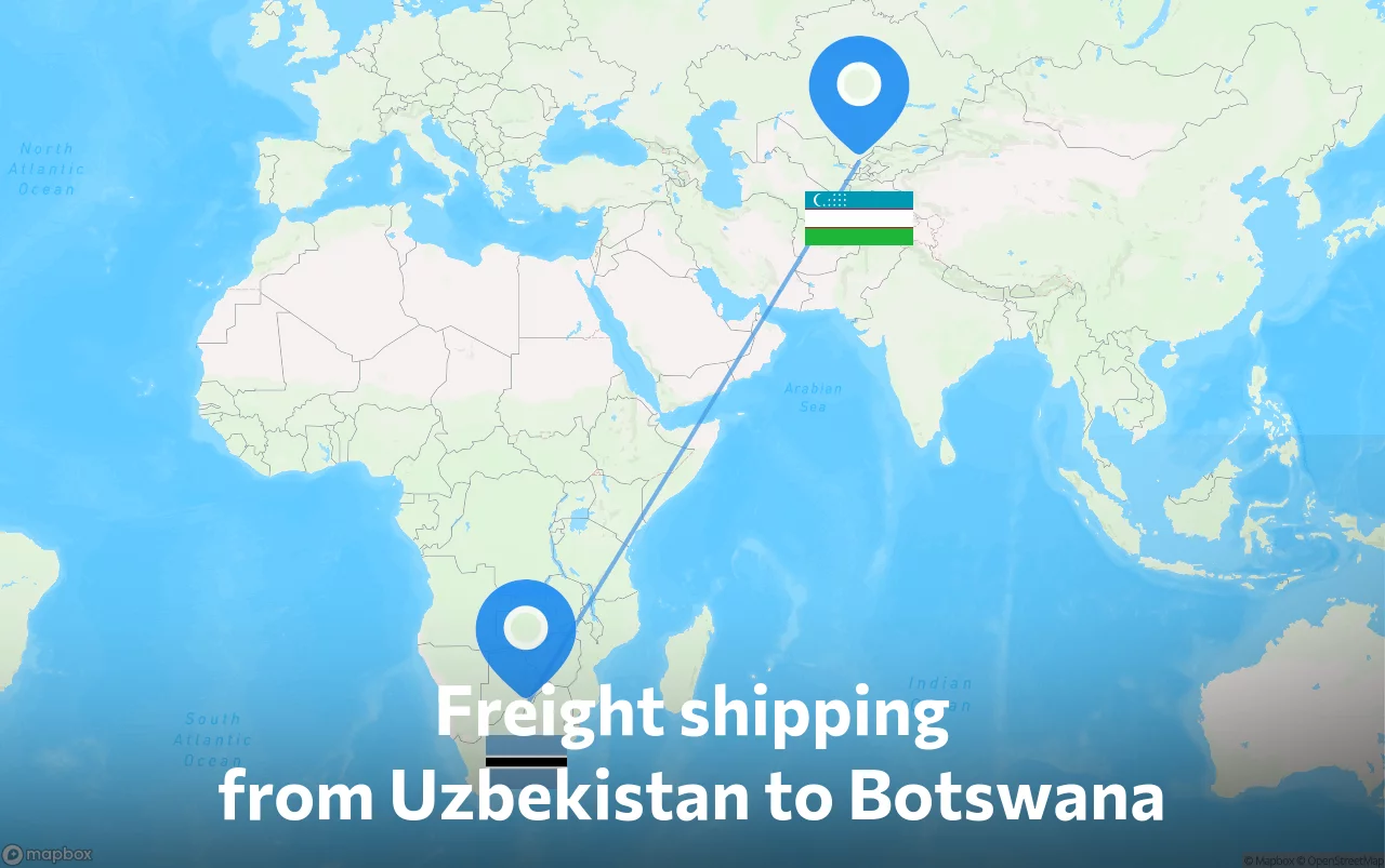 Shipping route from Uzbekistan to Botswana
