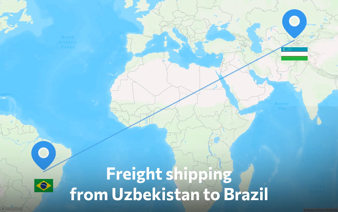 Shipping route from Uzbekistan to Brazil