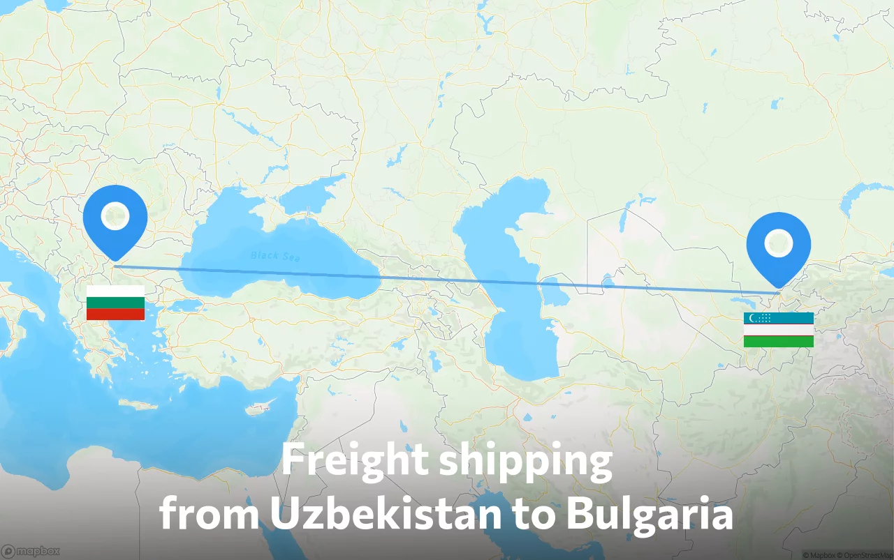 Shipping route from Uzbekistan to Bulgaria