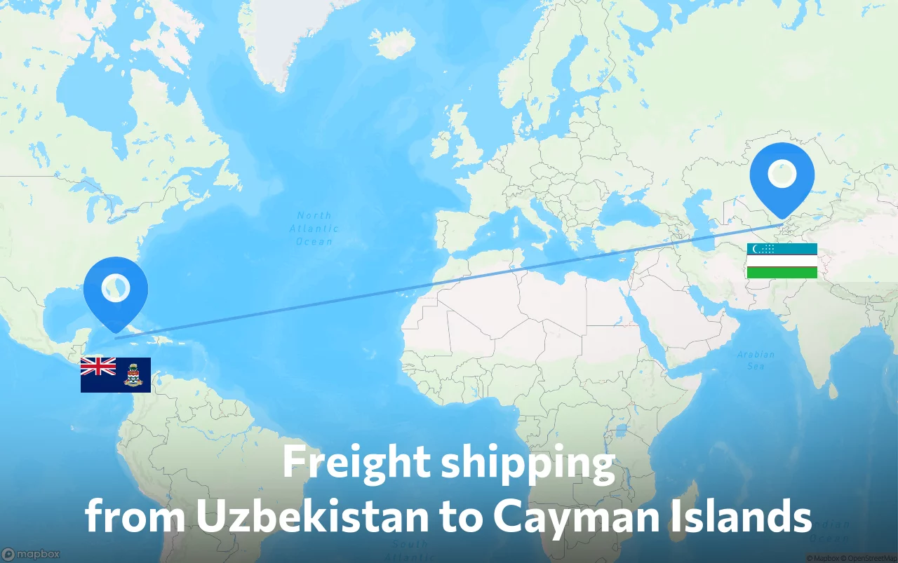 Shipping route from Uzbekistan to Cayman Islands