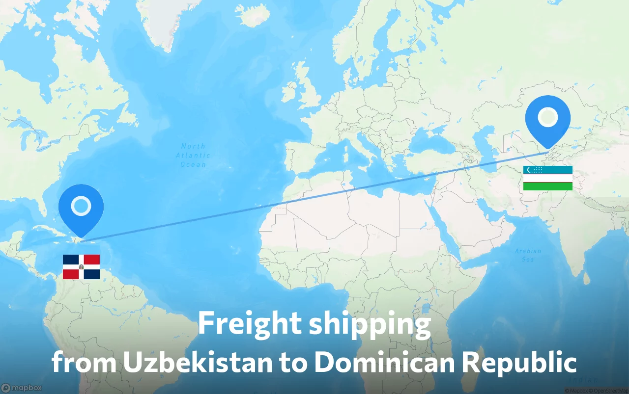Shipping route from Uzbekistan to Dominican Republic