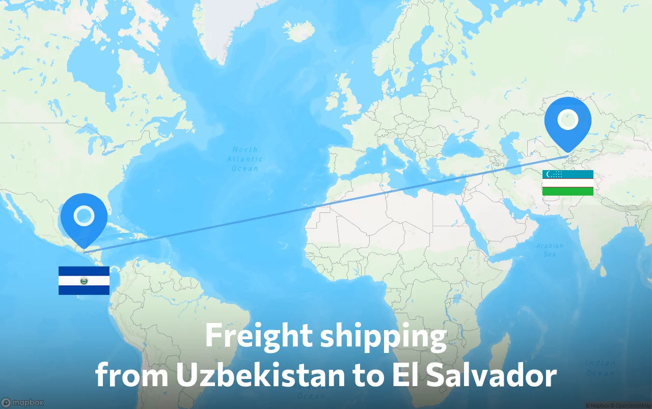 Shipping route from Uzbekistan to El Salvador