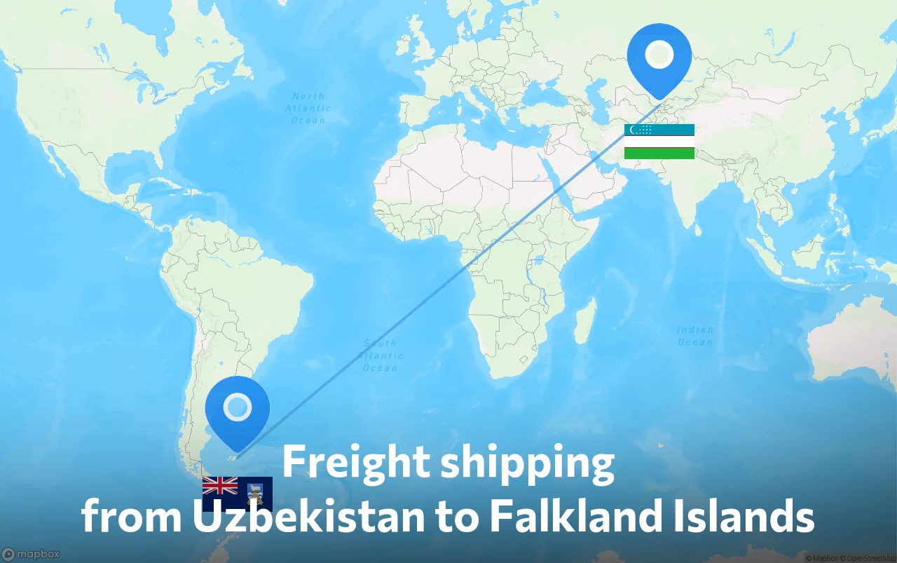 Shipping route from Uzbekistan to Falkland Islands