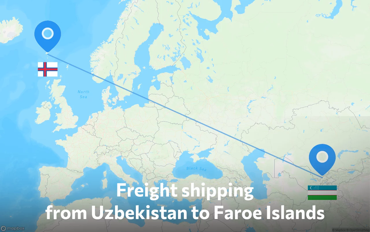 Shipping route from Uzbekistan to Faroe Islands