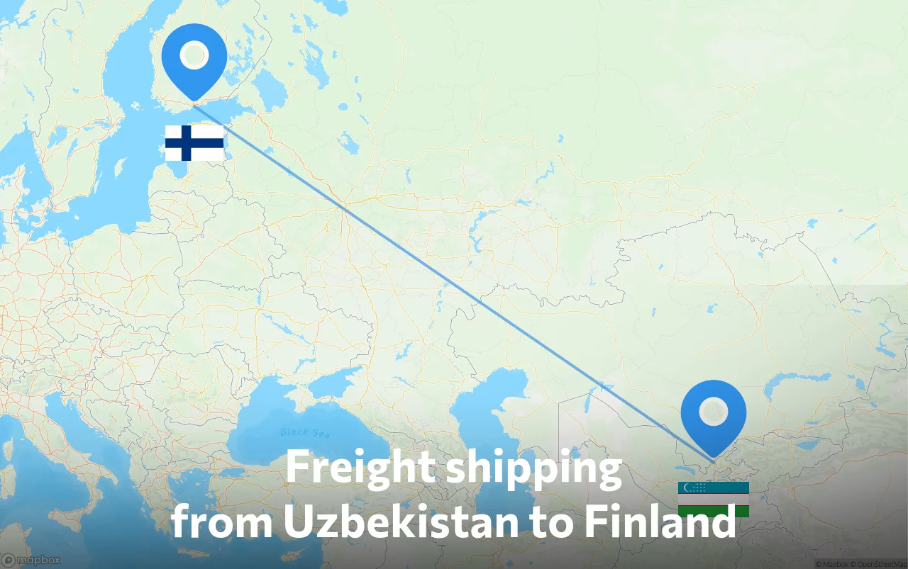 Shipping route from Uzbekistan to Finland