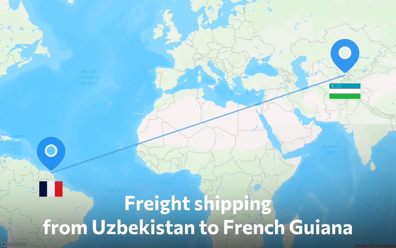 Shipping route from Uzbekistan to French Guiana