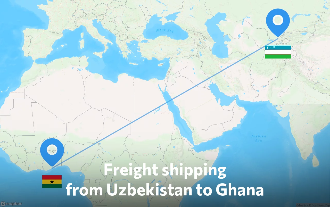 Shipping route from Uzbekistan to Ghana
