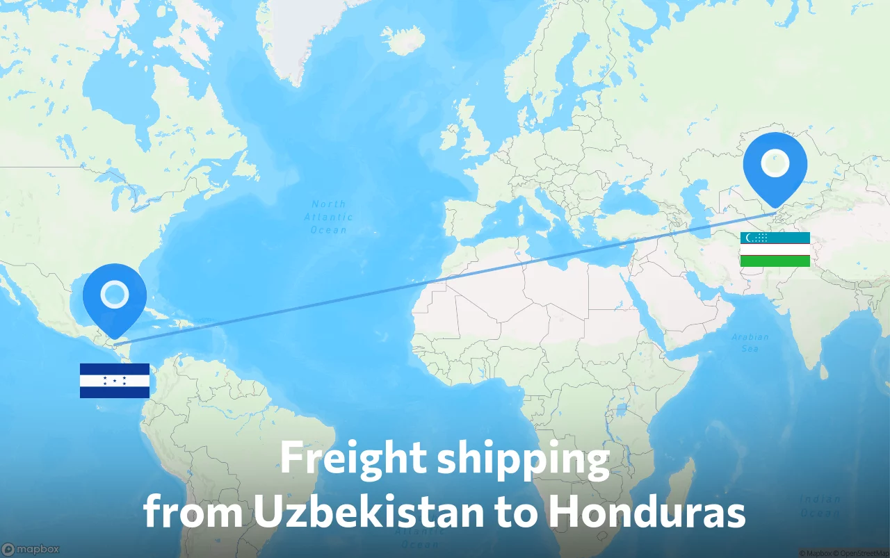 Shipping route from Uzbekistan to Honduras