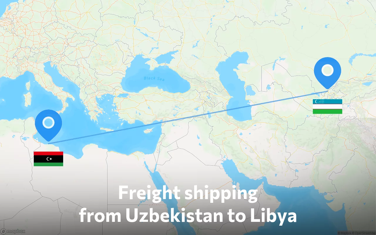 Shipping route from Uzbekistan to Libya