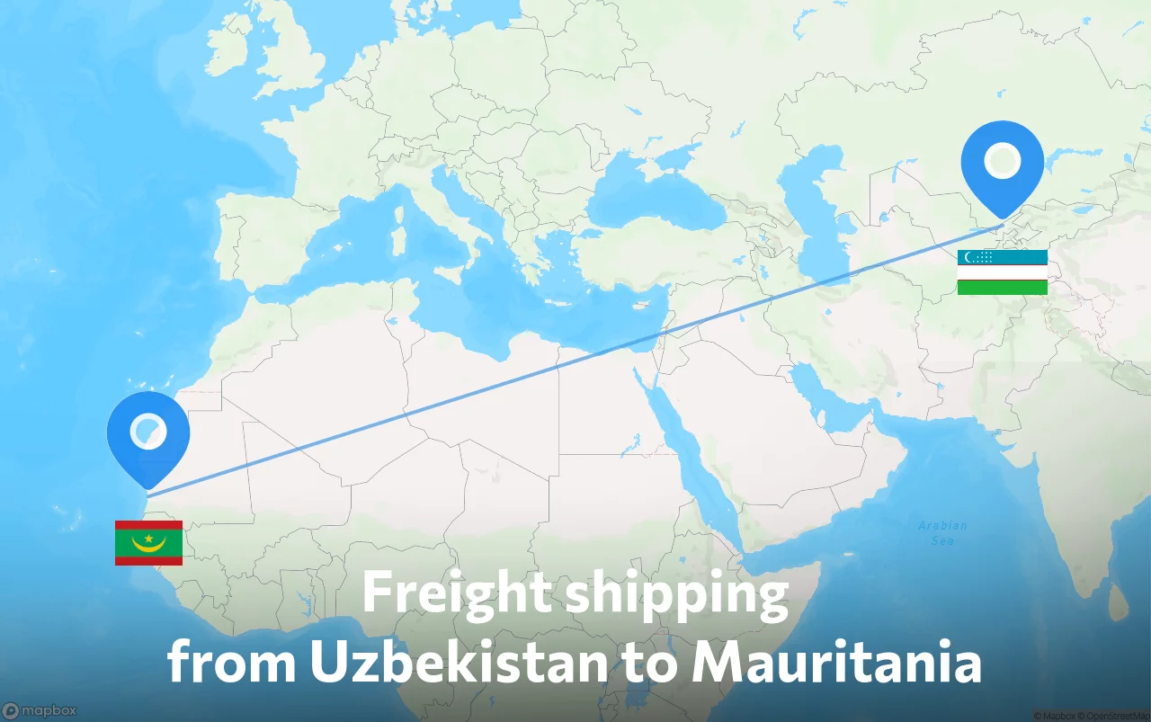 Shipping route from Uzbekistan to Mauritania
