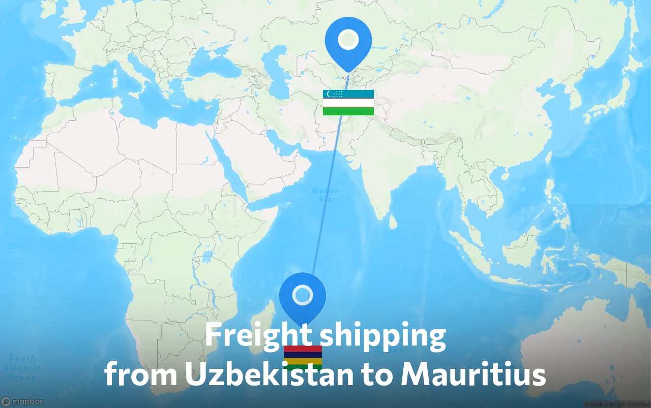 Shipping route from Uzbekistan to Mauritius