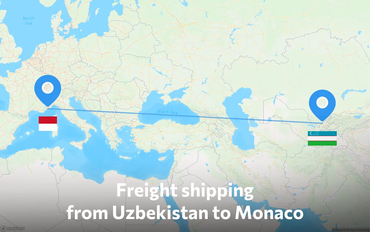 Shipping route from Uzbekistan to Monaco