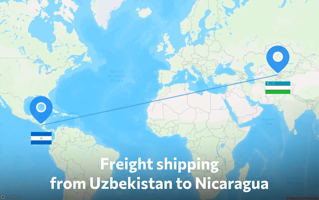 Shipping route from Uzbekistan to Nicaragua
