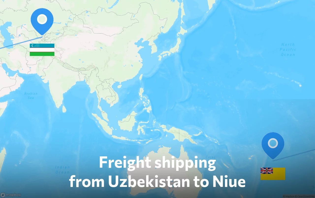 Shipping route from Uzbekistan to Niue