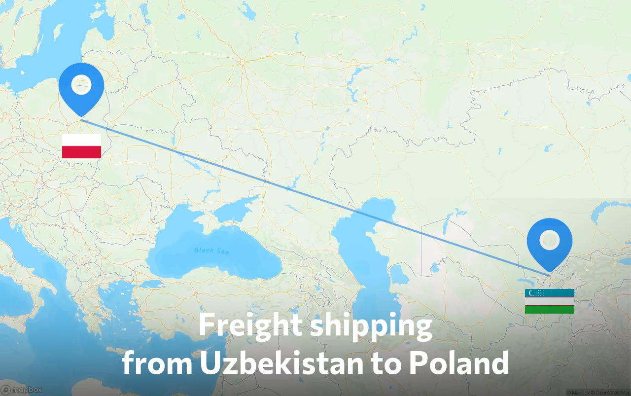 Shipping route from Uzbekistan to Poland
