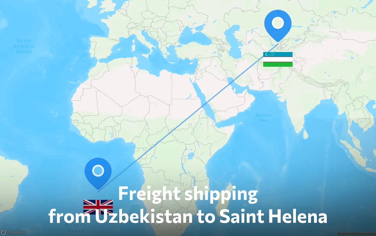 Shipping route from Uzbekistan to Saint Helena