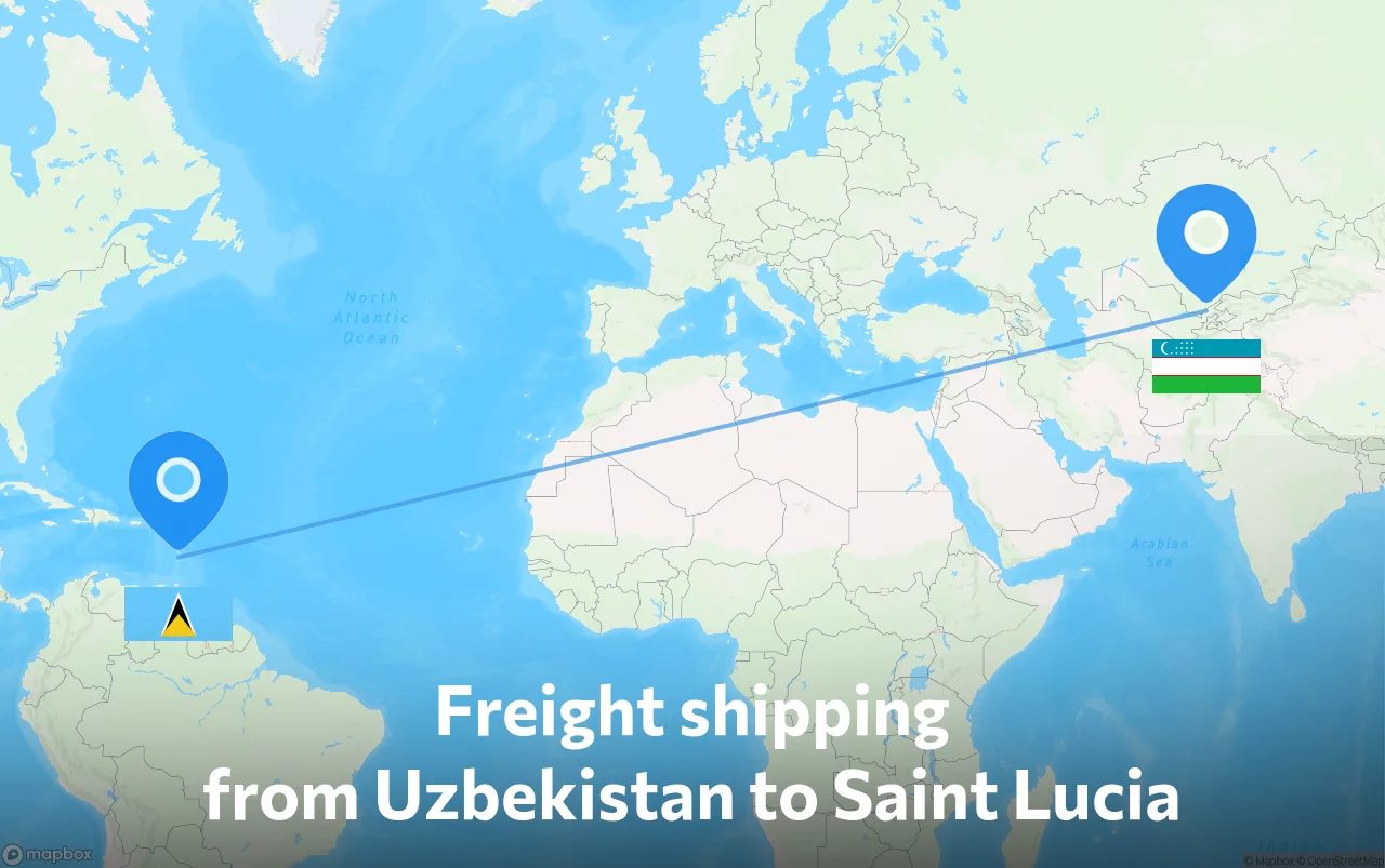 Shipping route from Uzbekistan to Saint Lucia