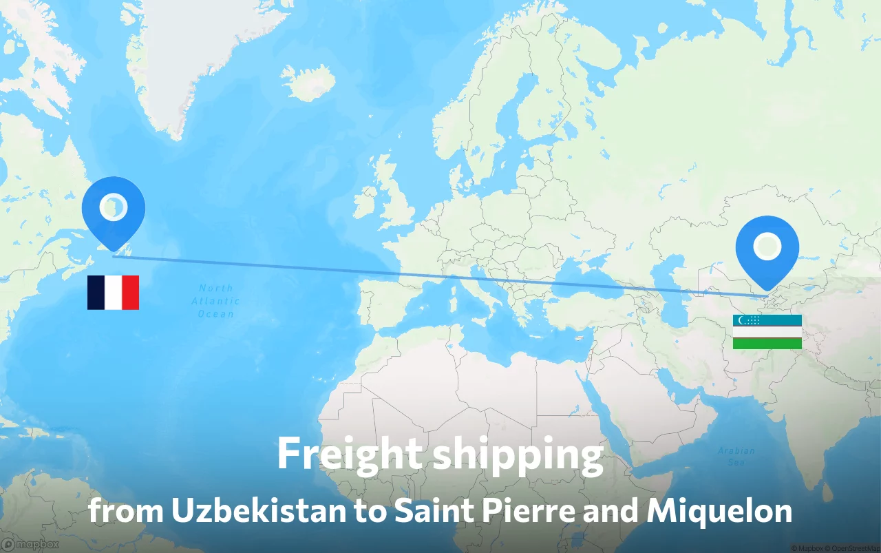 Shipping route from Uzbekistan to Saint Pierre and Miquelon