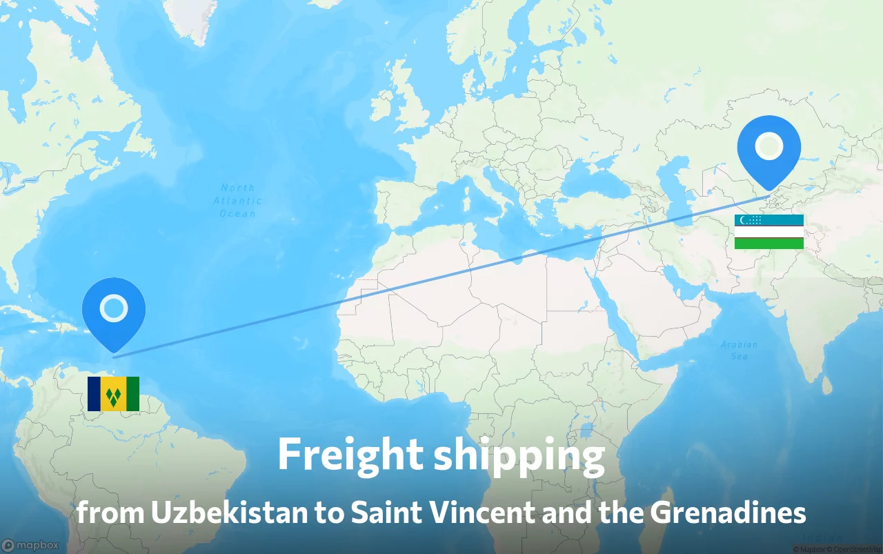 Shipping route from Uzbekistan to Saint Vincent and the Grenadines