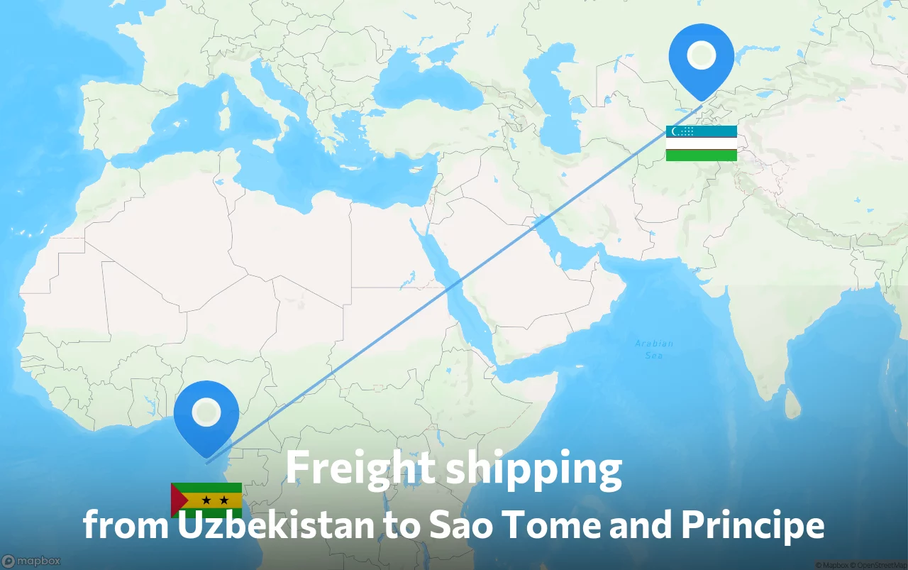 Shipping route from Uzbekistan to Sao Tome and Principe