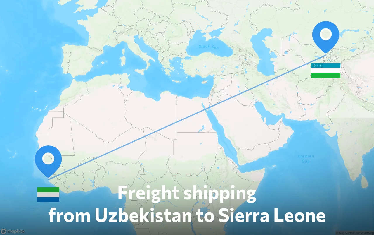 Shipping route from Uzbekistan to Sierra Leone