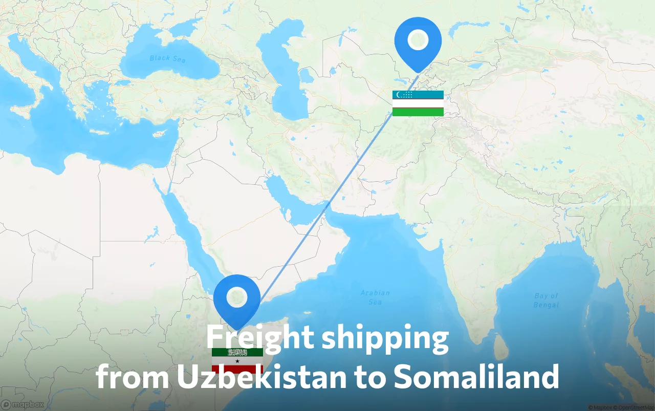 Shipping route from Uzbekistan to Somaliland