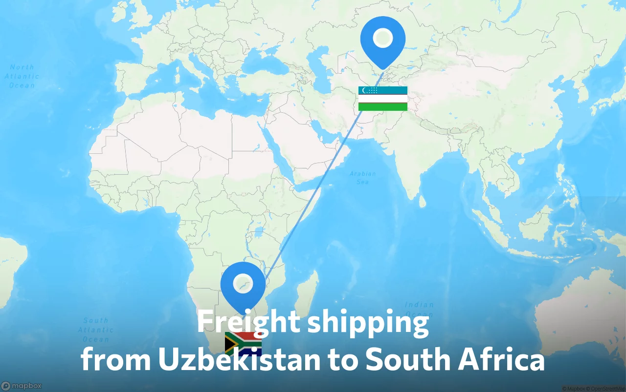 Shipping route from Uzbekistan to South Africa