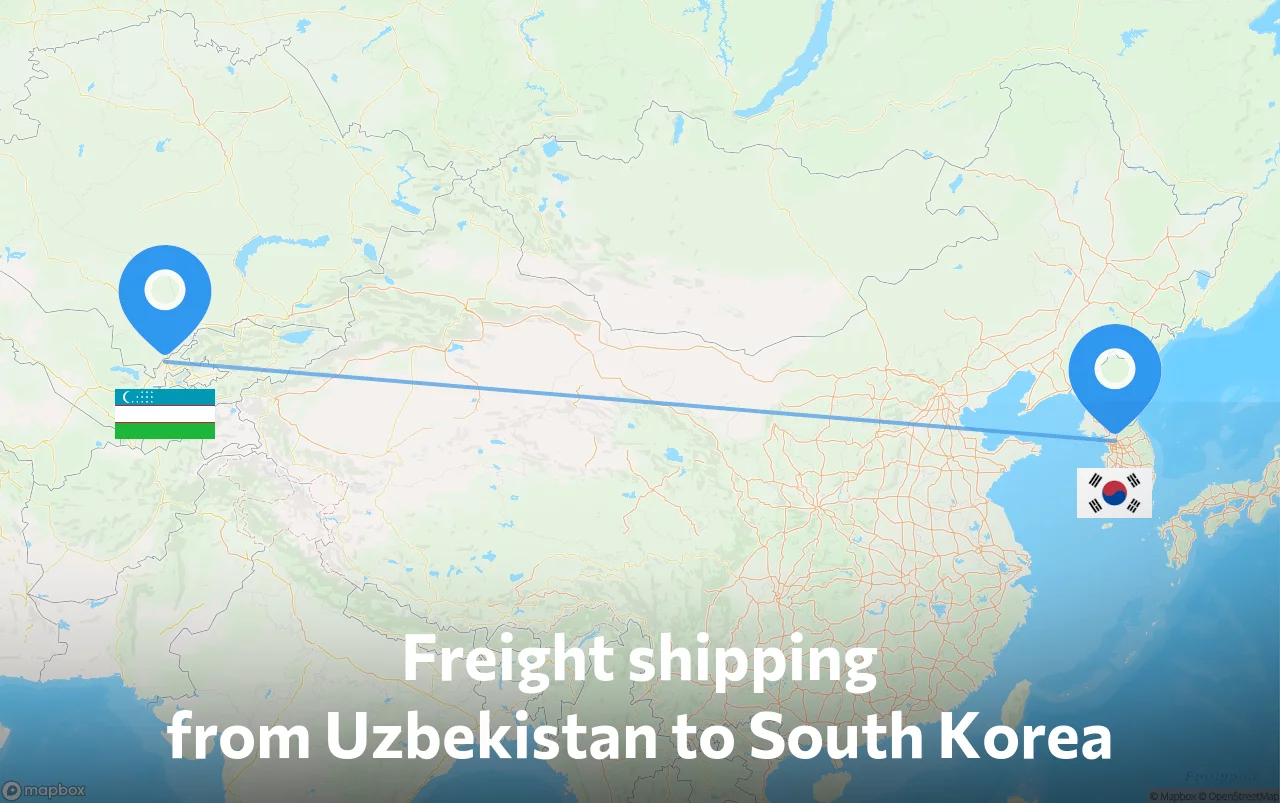 Shipping route from Uzbekistan to South Korea