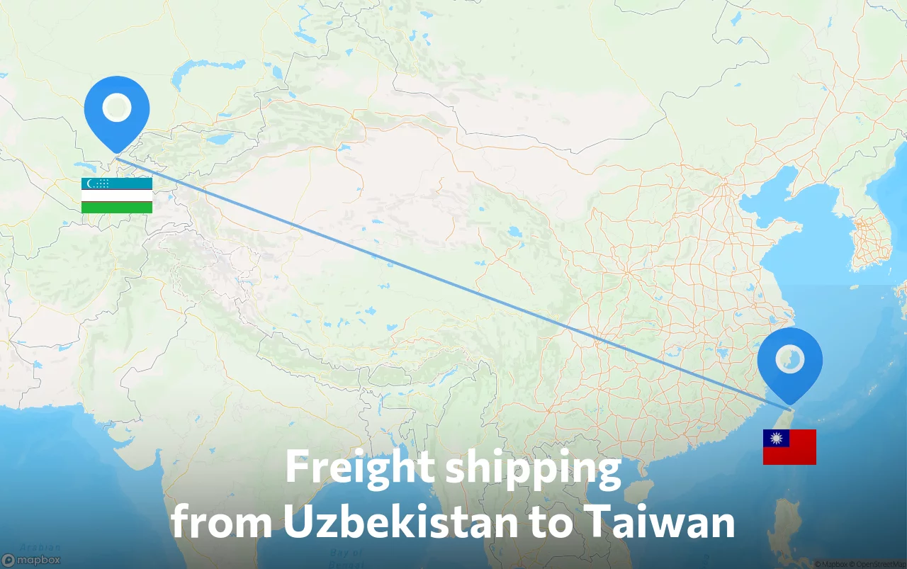 Shipping route from Uzbekistan to Taiwan