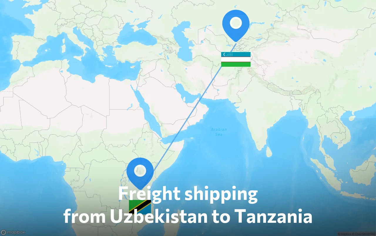 Shipping route from Uzbekistan to Tanzania