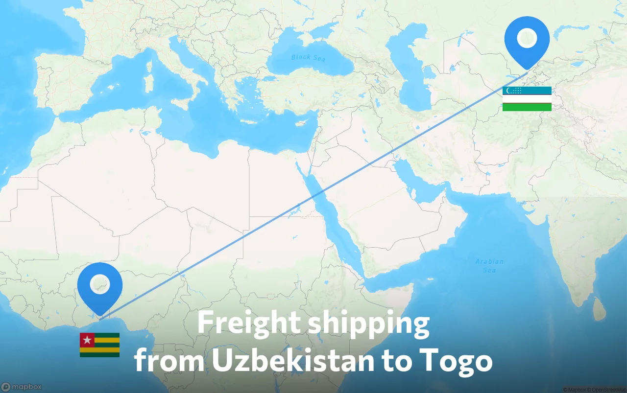 Shipping route from Uzbekistan to Togo