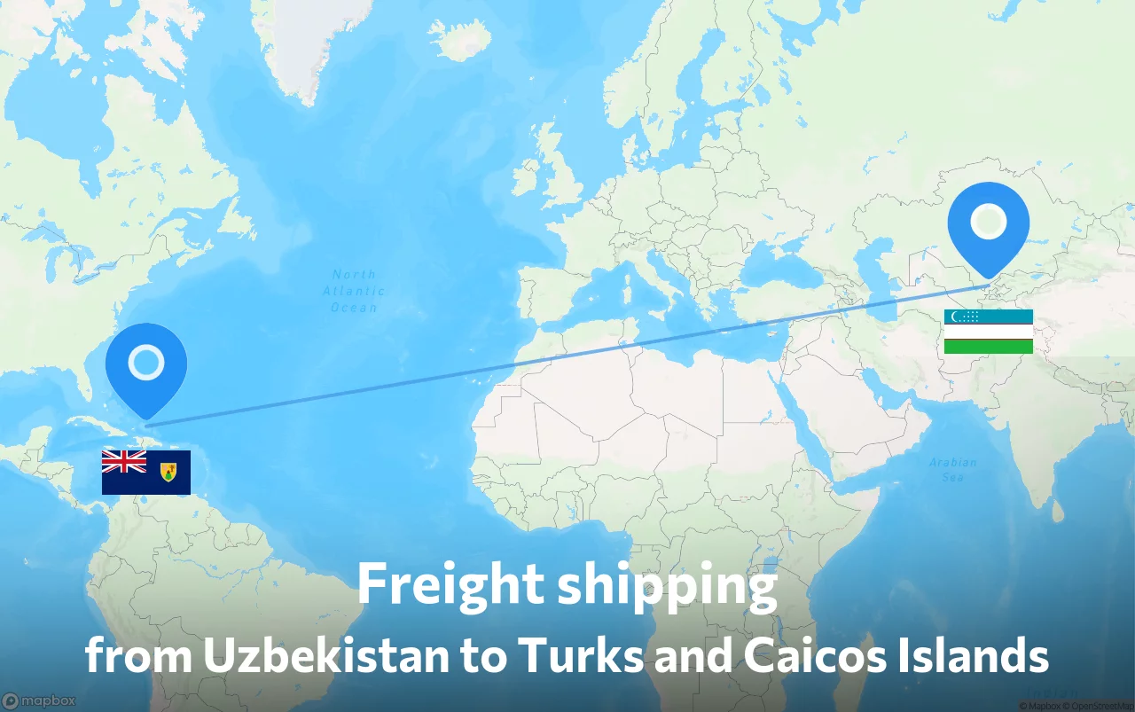 Shipping route from Uzbekistan to Turks and Caicos Islands