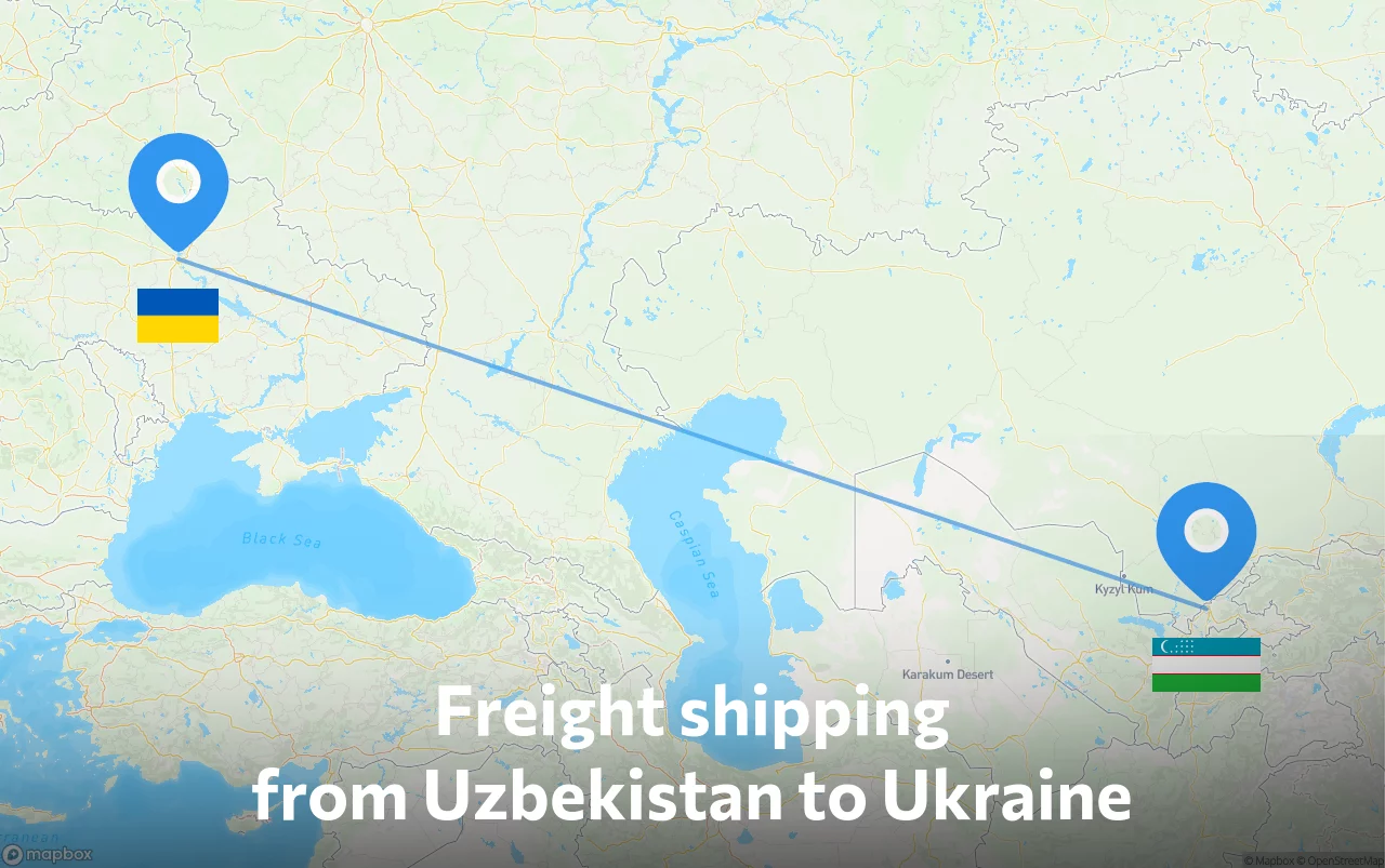 Shipping route from Uzbekistan to Ukraine