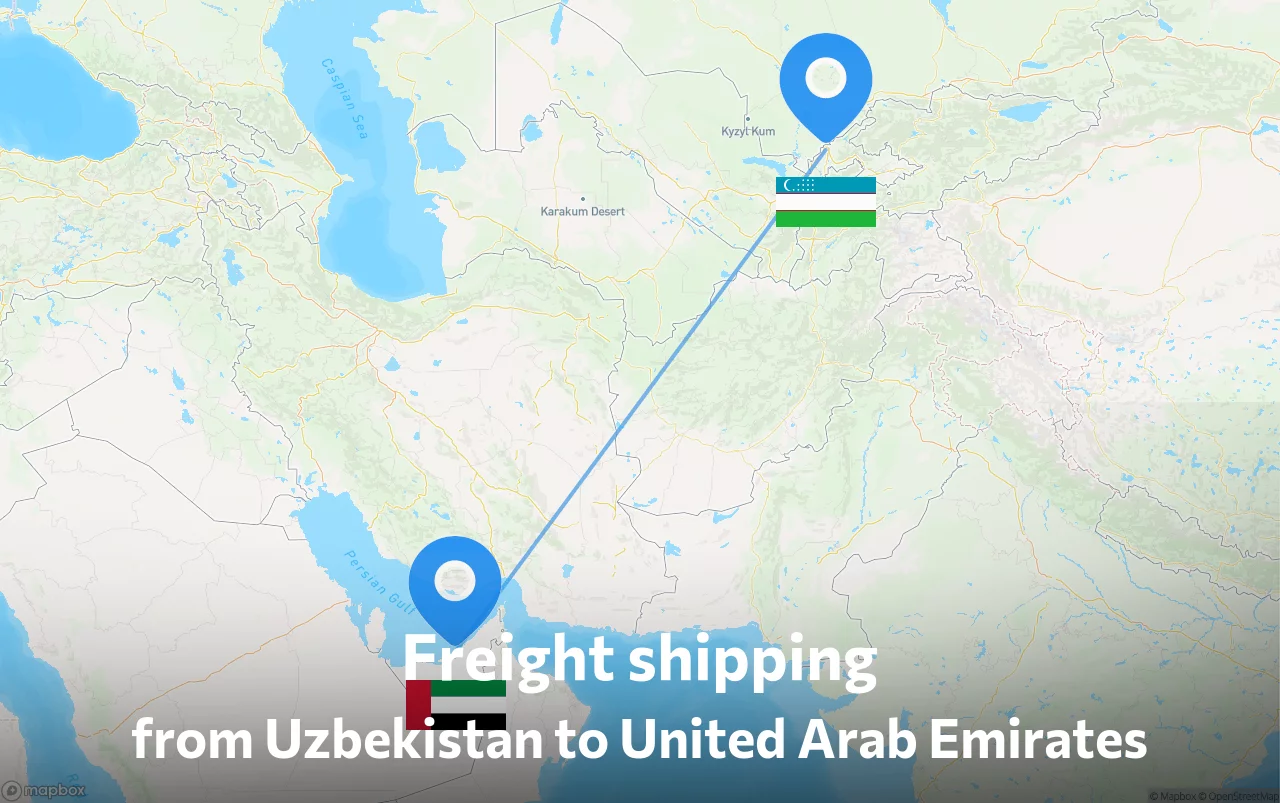 Shipping route from Uzbekistan to United Arab Emirates